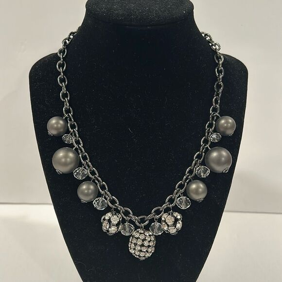 NWOT Joan Rivers Gun Metal Gray Necklace - Picture 1 of 12